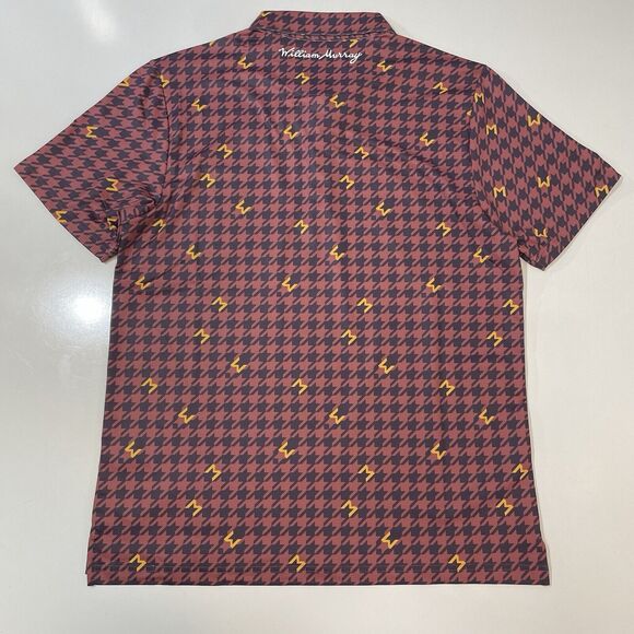 NEW William Murray Golf Polo Shirt Mens Medium Houndstooth Maroon Athletic Style - Picture 5 of 5